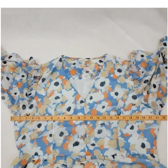 JOIE Womens XL Dress Midi Floral Fields Tiered Prairie Boho V Neck Sheer Sleeves - Picture 6 of 9